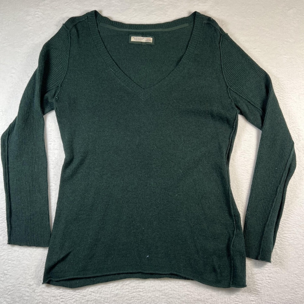 Vintage Old Navy Sweater‎ Womens 2XL Green V Neck Wool Angora Long Sleeve 90s
